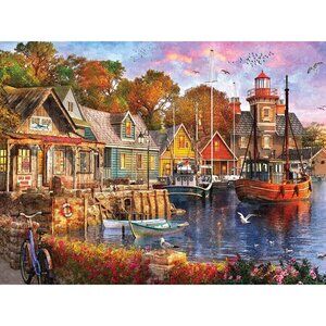 White Mountain Puzzles Harbor Evening - 1000 Piece Jigsaw Puzzle NEW SEALED